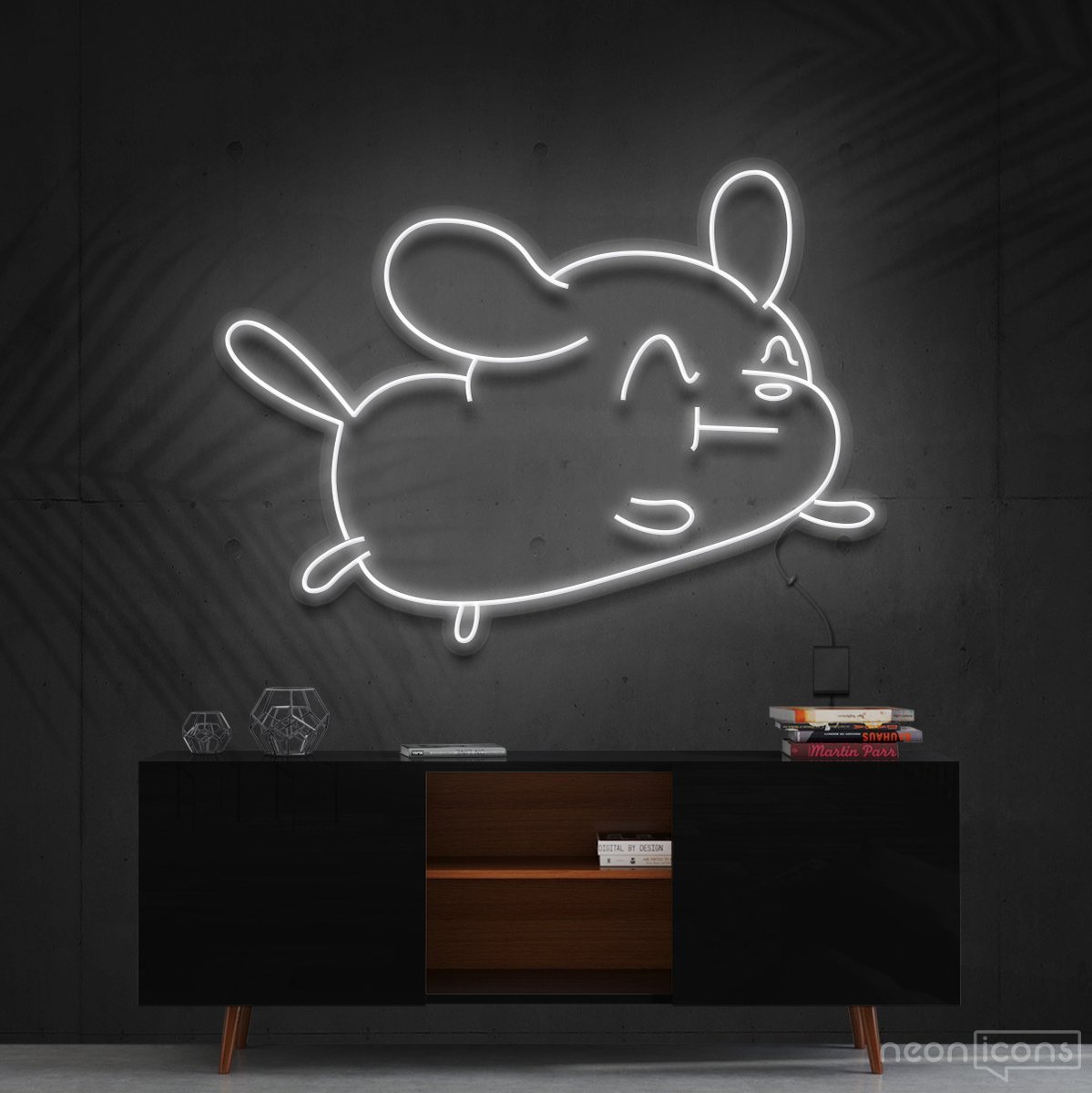 "Cartoon Puppy" Neon Sign 60cm (2ft) / White / Cut to Shape by Neon Icons