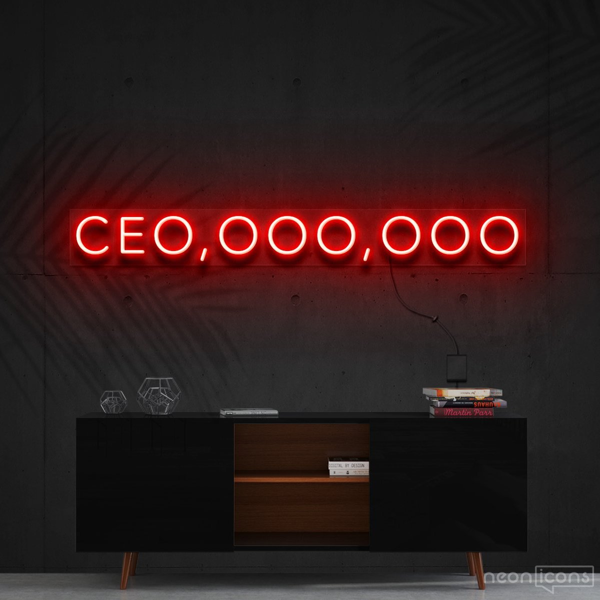 "CEO, OOO, OOO" Neon Sign 60cm (2ft) / Red / Cut to Shape by Neon Icons