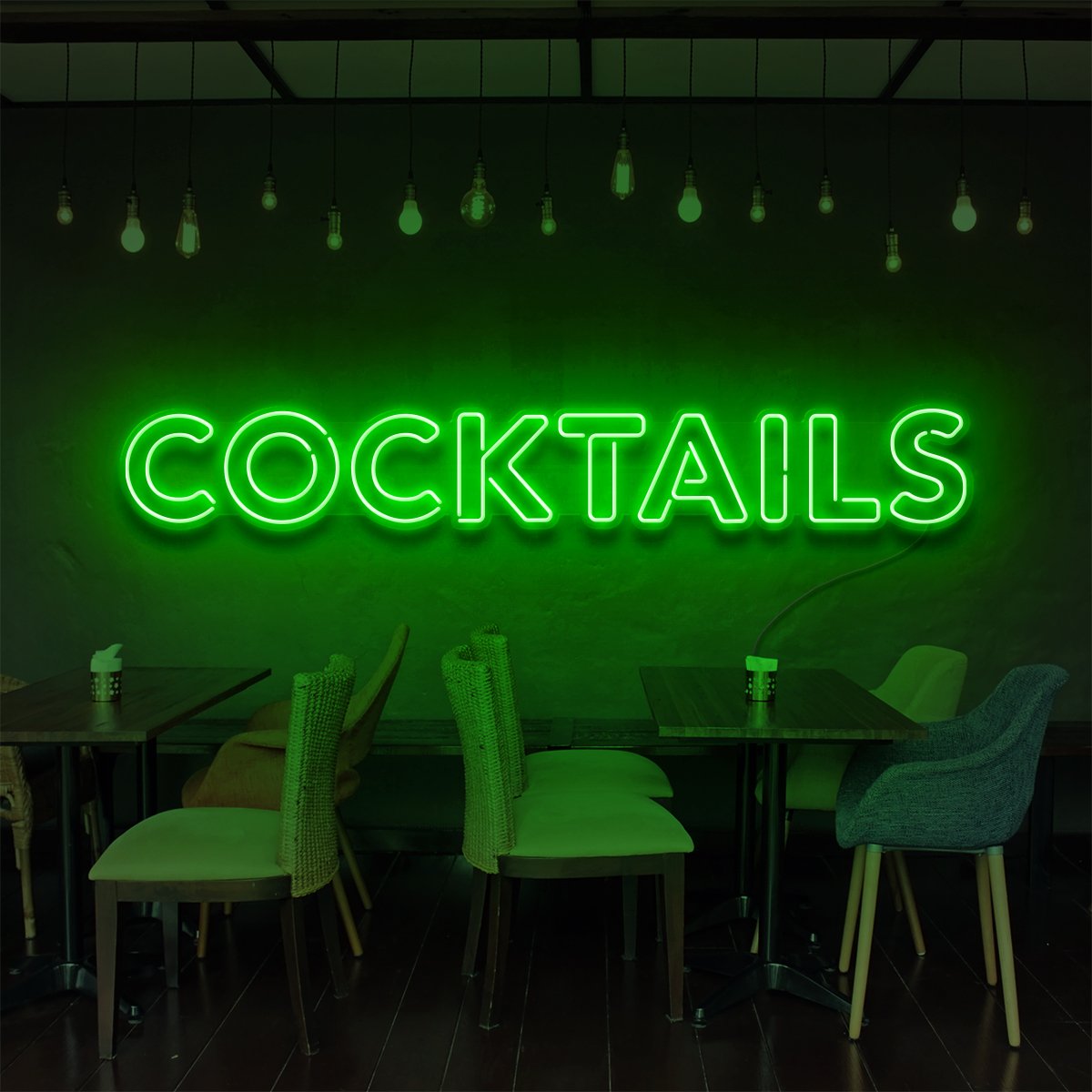 "Cocktails" Neon Sign for Bars & Restaurants 90cm (3ft) / Green / LED Neon by Neon Icons