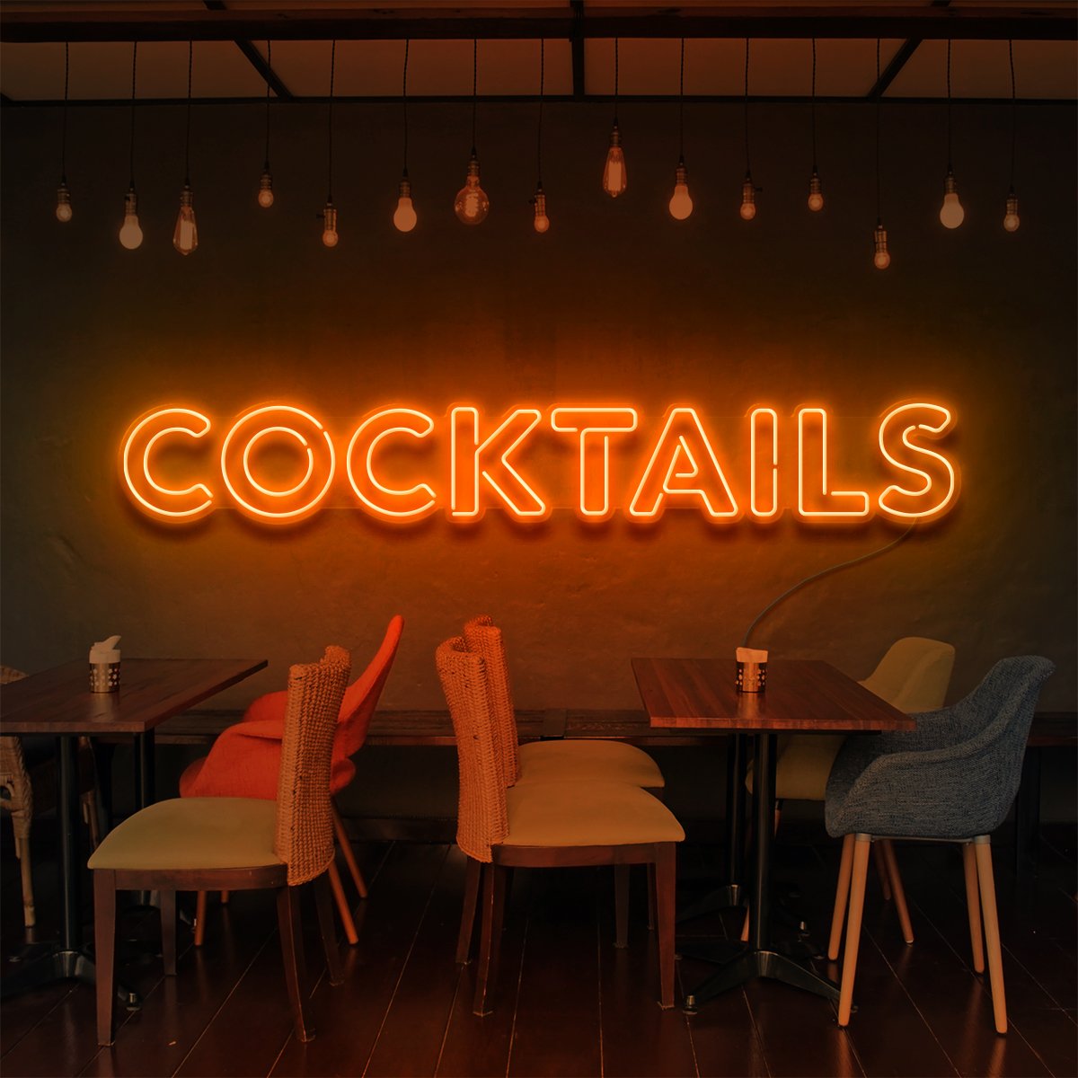 "Cocktails" Neon Sign for Bars & Restaurants 90cm (3ft) / Orange / LED Neon by Neon Icons