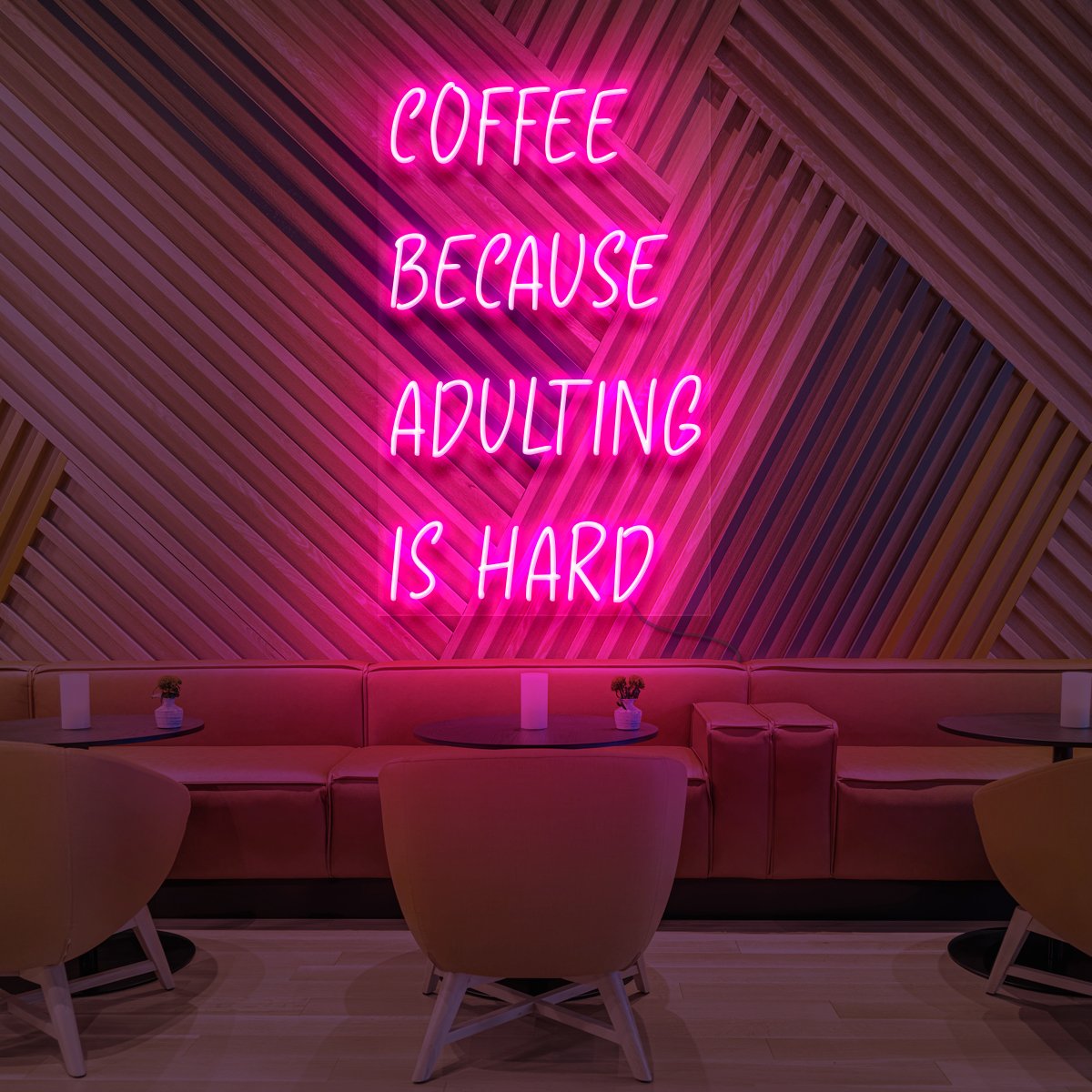 "Coffee, Because Adulting is Hard" Neon Sign for Cafés by Neon Icons