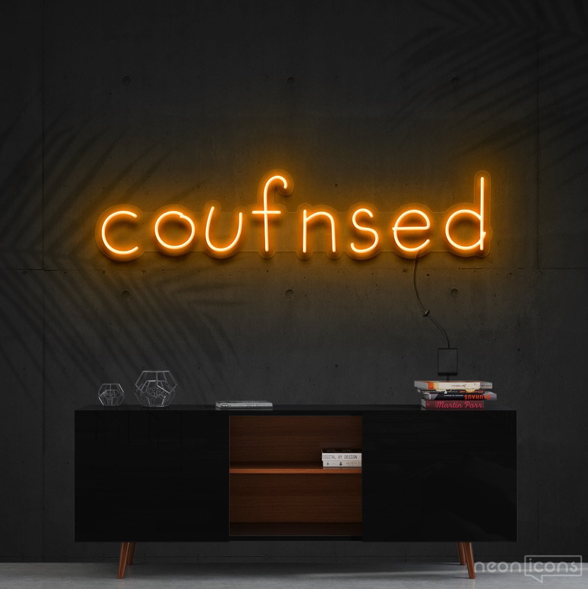 "Confused" Neon Sign 60cm (2ft) / Orange / Cut to Shape by Neon Icons