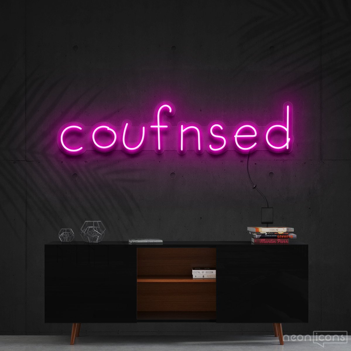 "Confused" Neon Sign 60cm (2ft) / Pink / Cut to Shape by Neon Icons