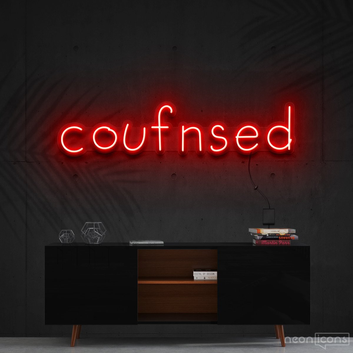 "Confused" Neon Sign 60cm (2ft) / Red / Cut to Shape by Neon Icons