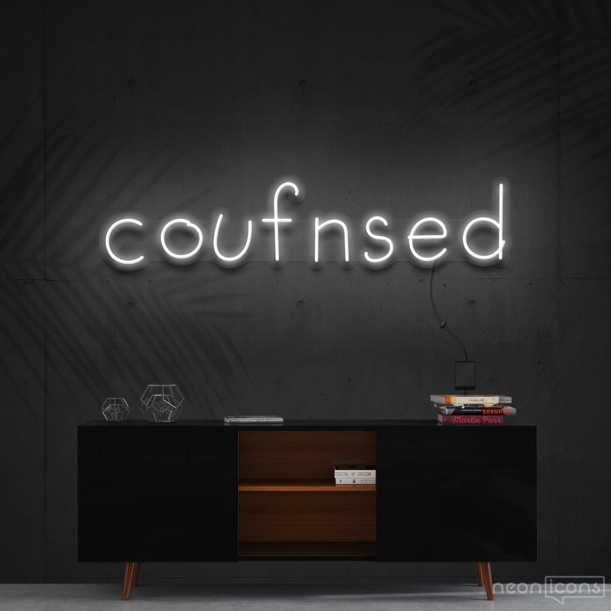 "Confused" Neon Sign 60cm (2ft) / White / Cut to Shape by Neon Icons