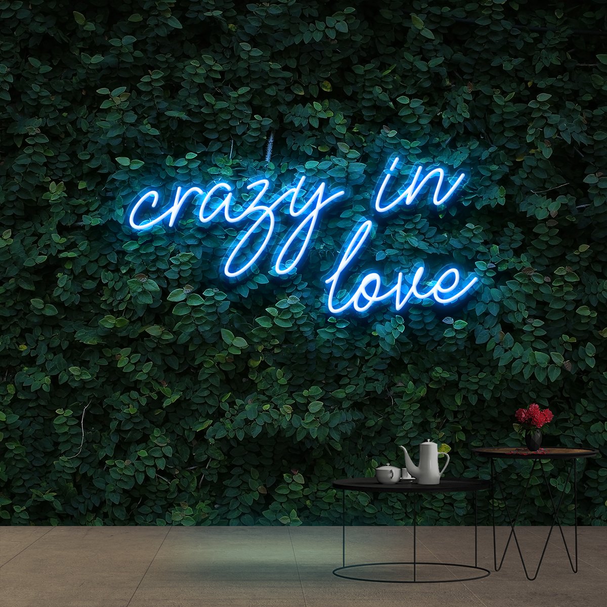 "Crazy In Love" Neon Sign 60cm (2ft) / Ice Blue / Cut to Shape by Neon Icons