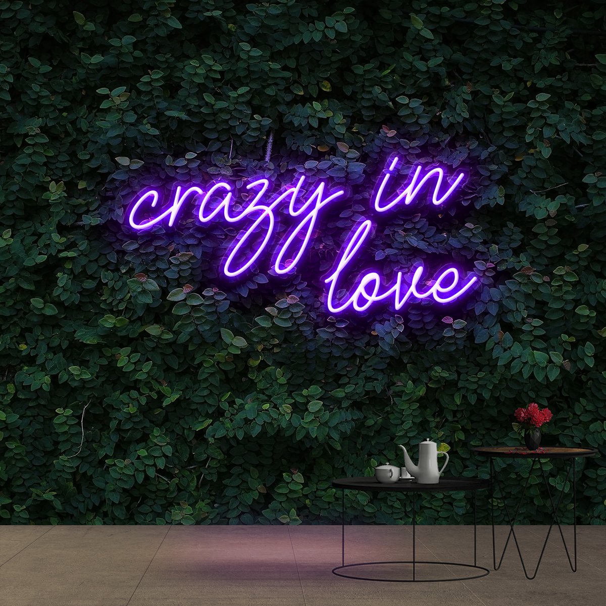 "Crazy In Love" Neon Sign 60cm (2ft) / Purple / Cut to Shape by Neon Icons