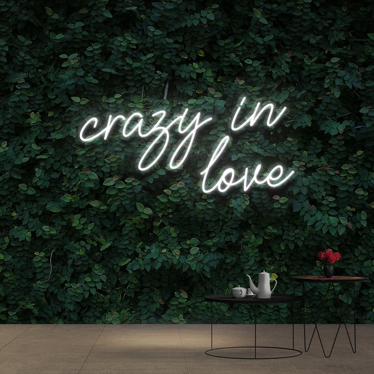 "Crazy In Love" Neon Sign 60cm (2ft) / White / Cut to Shape by Neon Icons