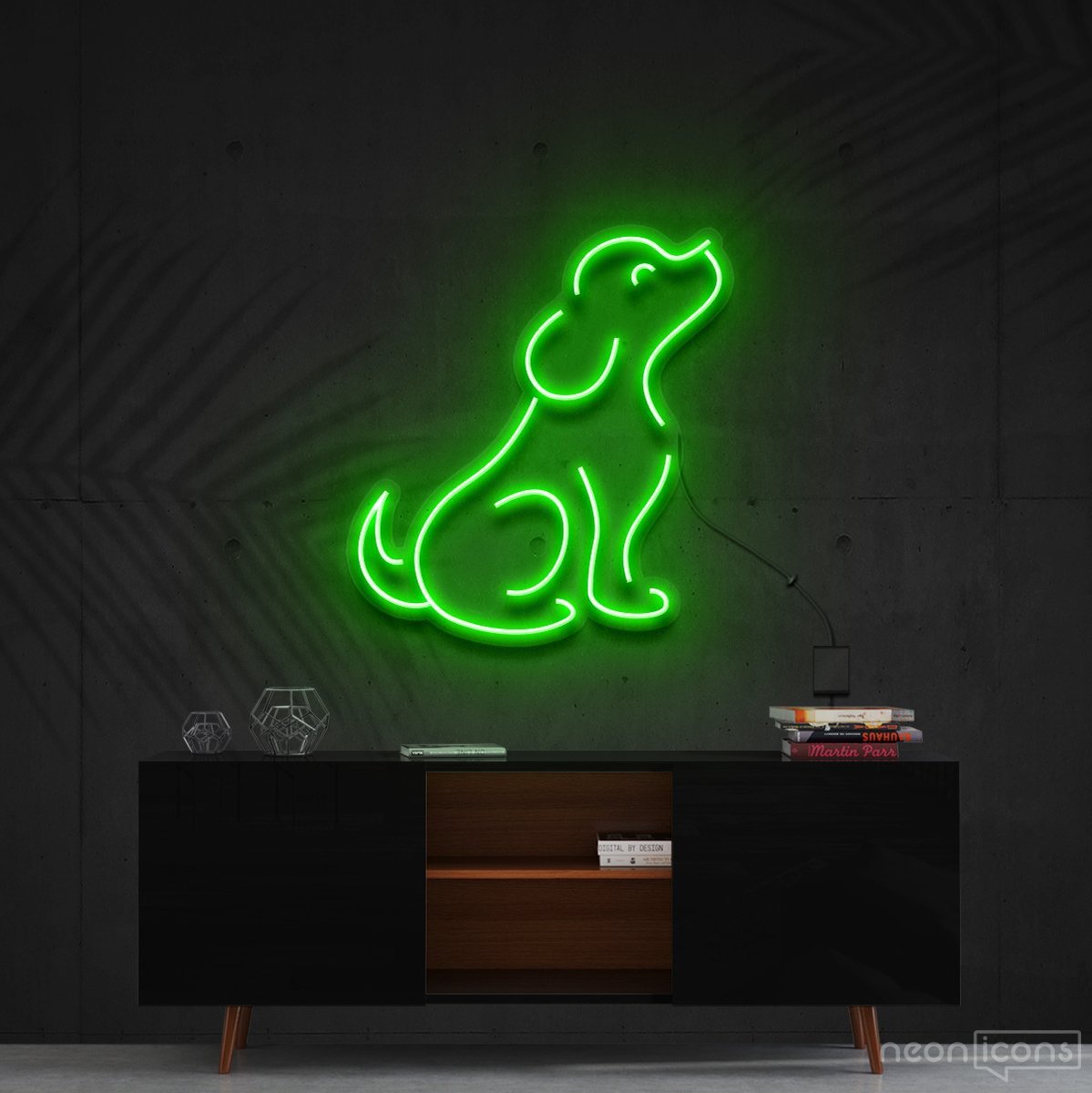 "Curious Dog" Neon Sign 60cm (2ft) / Green / Cut to Shape by Neon Icons