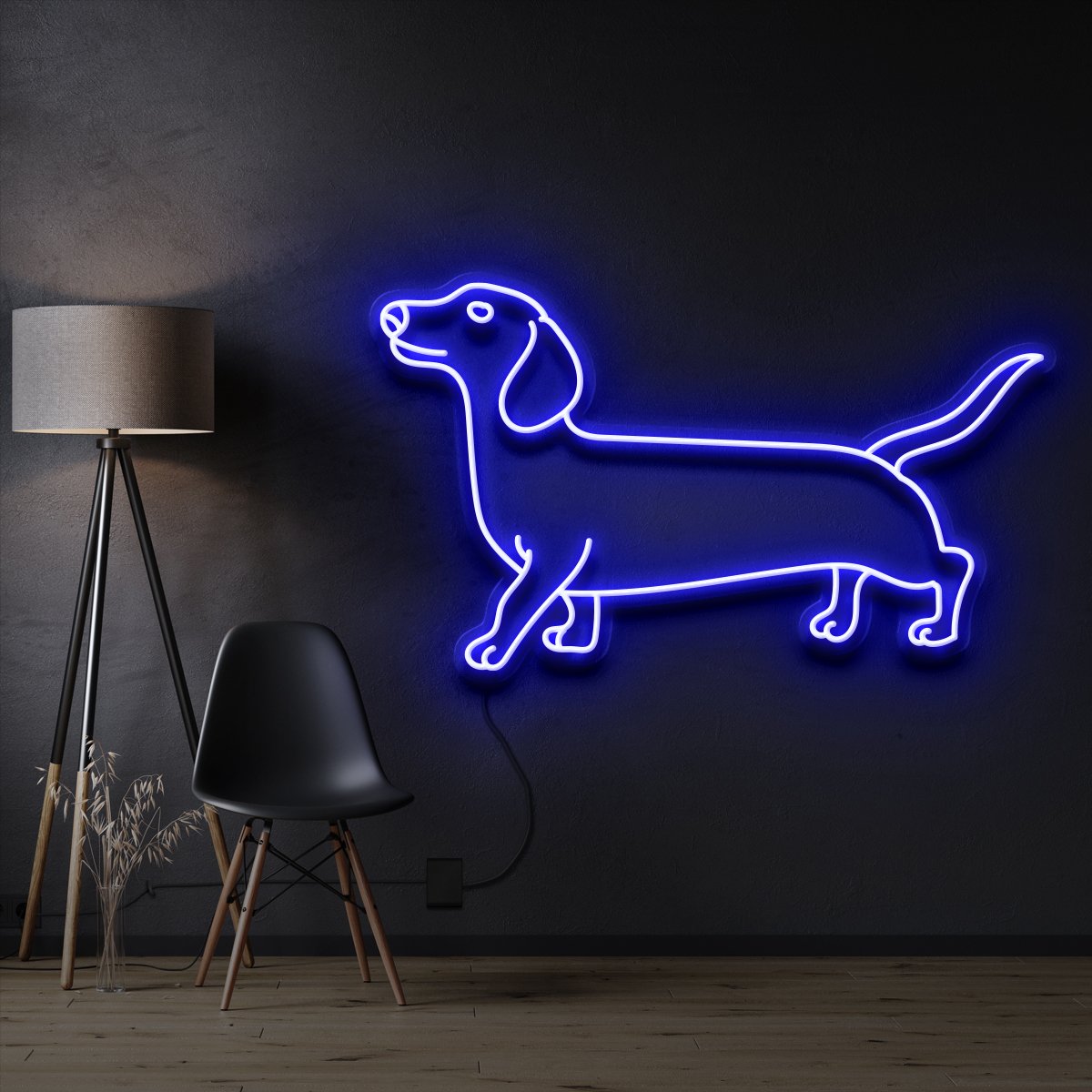 "Dachshund" Pet Neon Sign 60cm / Blue / Cut to Shape by Neon Icons