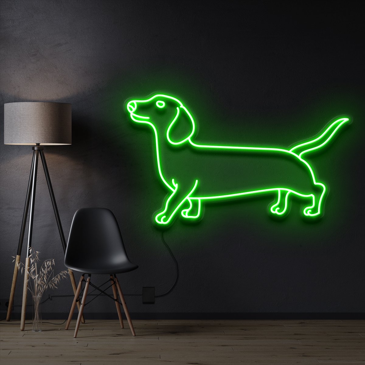 "Dachshund" Pet Neon Sign 60cm / Green / Cut to Shape by Neon Icons