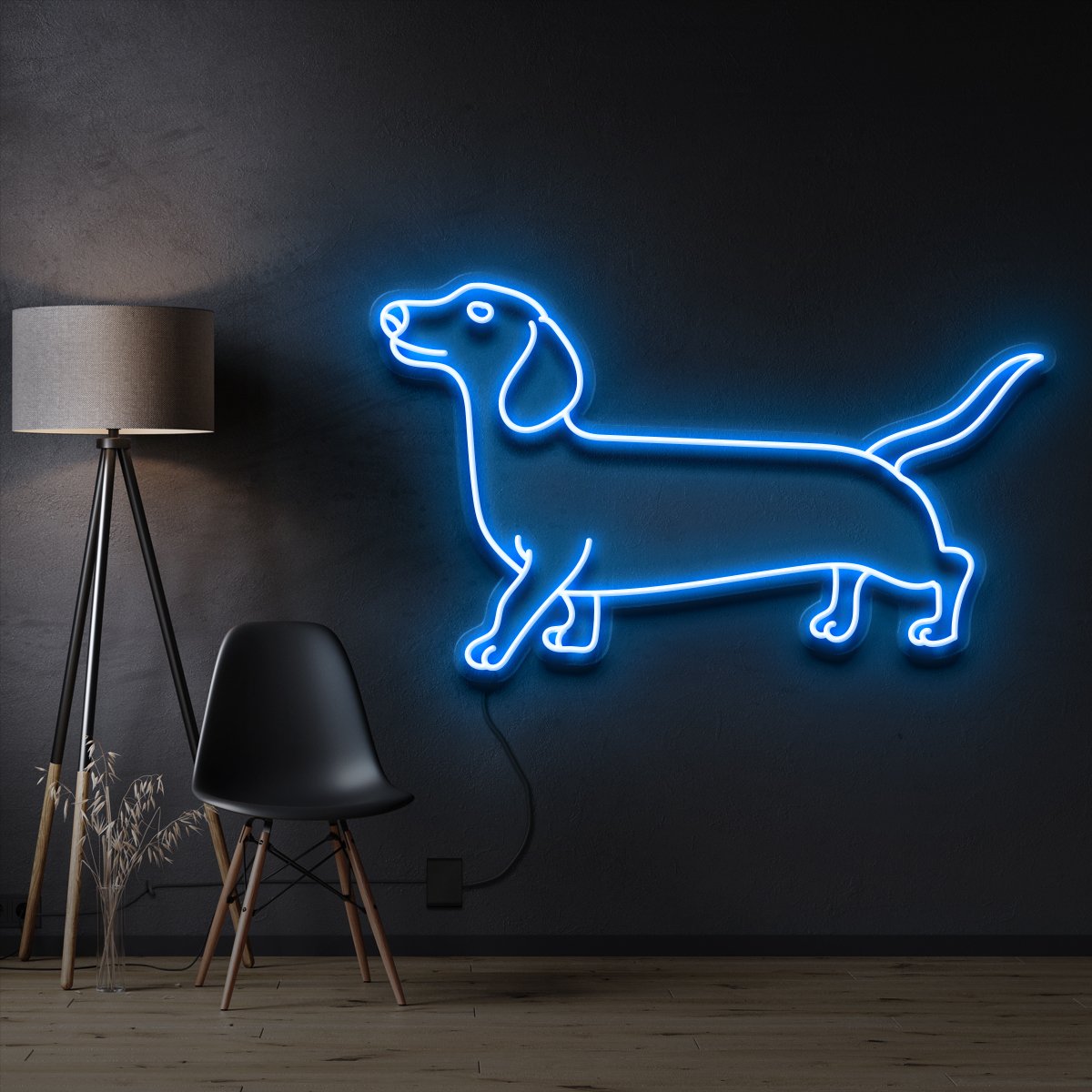"Dachshund" Pet Neon Sign 60cm / Ice Blue / Cut to Shape by Neon Icons