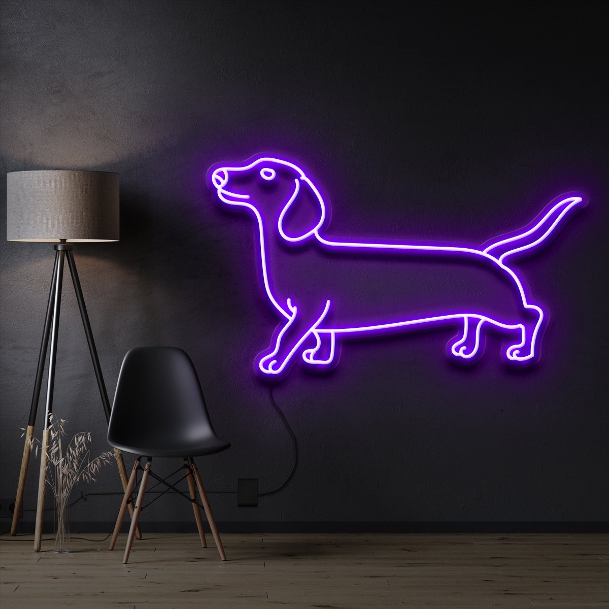 "Dachshund" Pet Neon Sign 60cm / Purple / Cut to Shape by Neon Icons