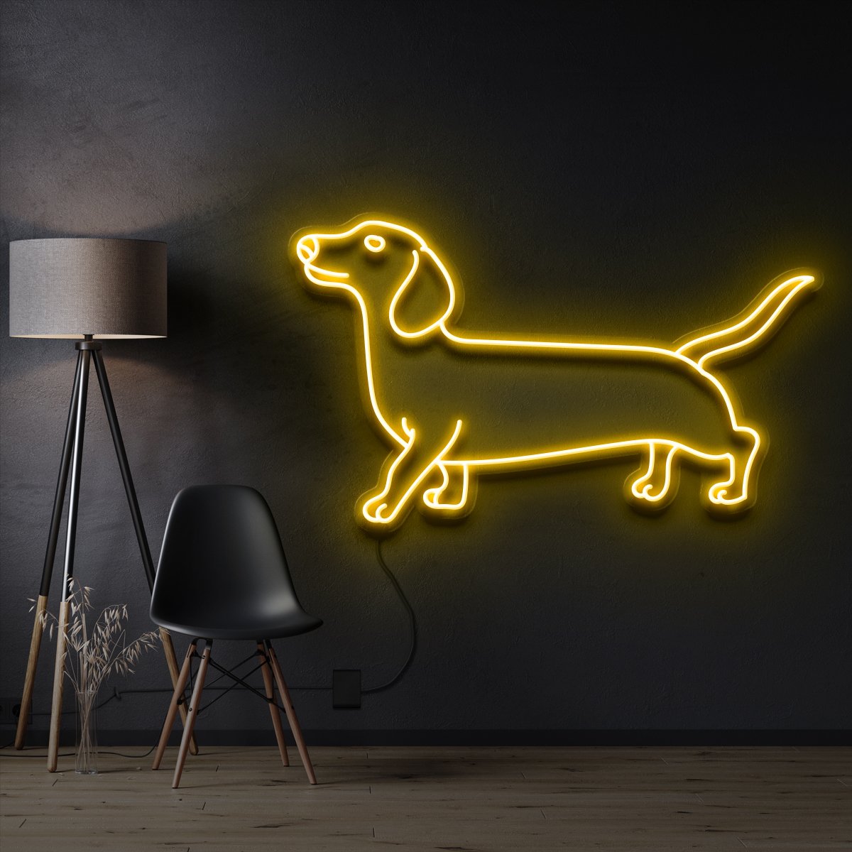 "Dachshund" Pet Neon Sign 60cm / Yellow / Cut to Shape by Neon Icons
