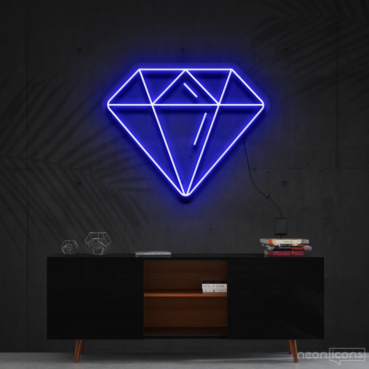 "Diamond" Neon Sign 60cm (2ft) / Blue / Cut to Shape by Neon Icons