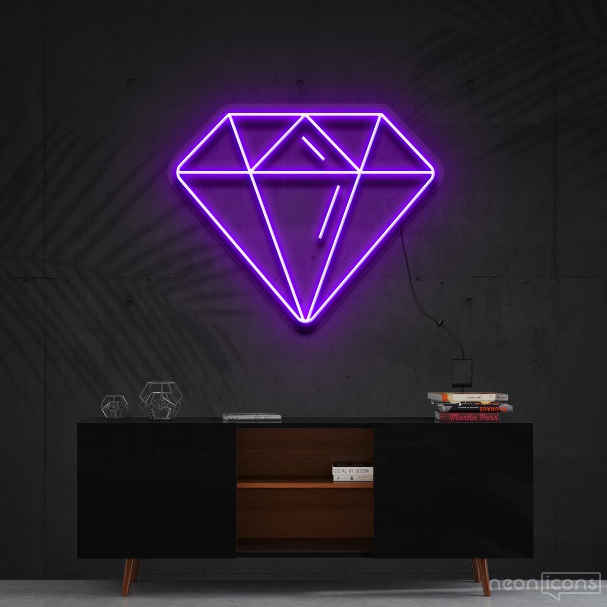 "Diamond" Neon Sign 60cm (2ft) / Purple / Cut to Shape by Neon Icons