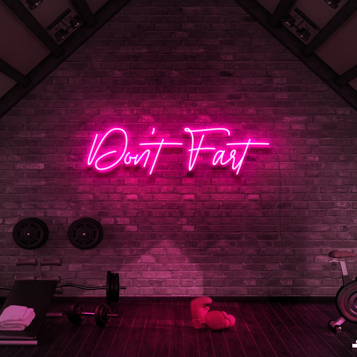 "Don't Fart" Neon Sign for Gyms & Fitness Studios 60cm (2ft) / Pink / LED Neon by Neon Icons