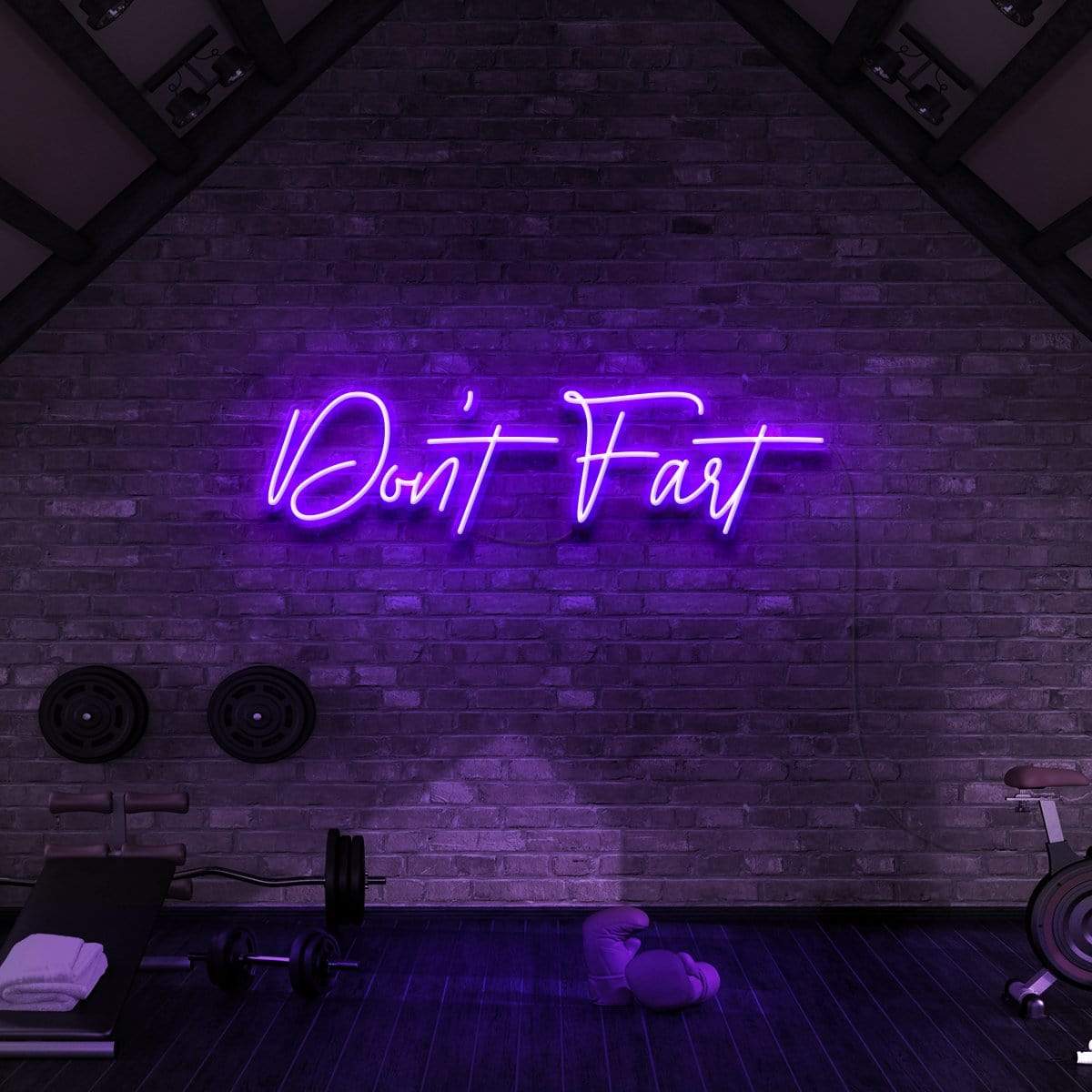 "Don't Fart" Neon Sign for Gyms & Fitness Studios 60cm (2ft) / Purple / LED Neon by Neon Icons