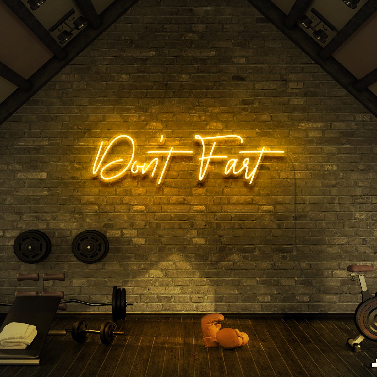 "Don't Fart" Neon Sign for Gyms & Fitness Studios by Neon Icons