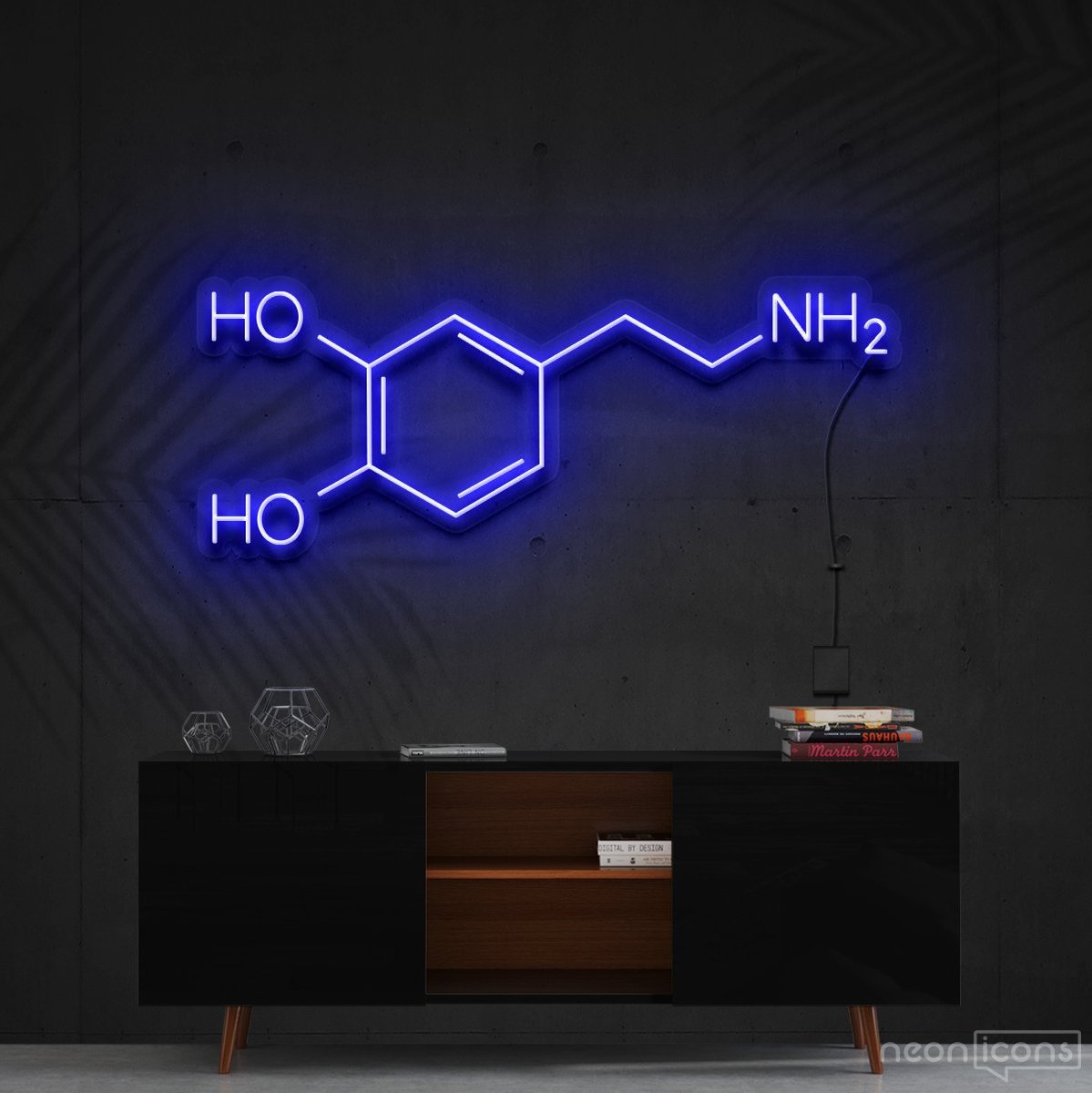 "Dopamine Molecule" Neon Sign 90cm (3ft) / Blue / Cut to Shape by Neon Icons