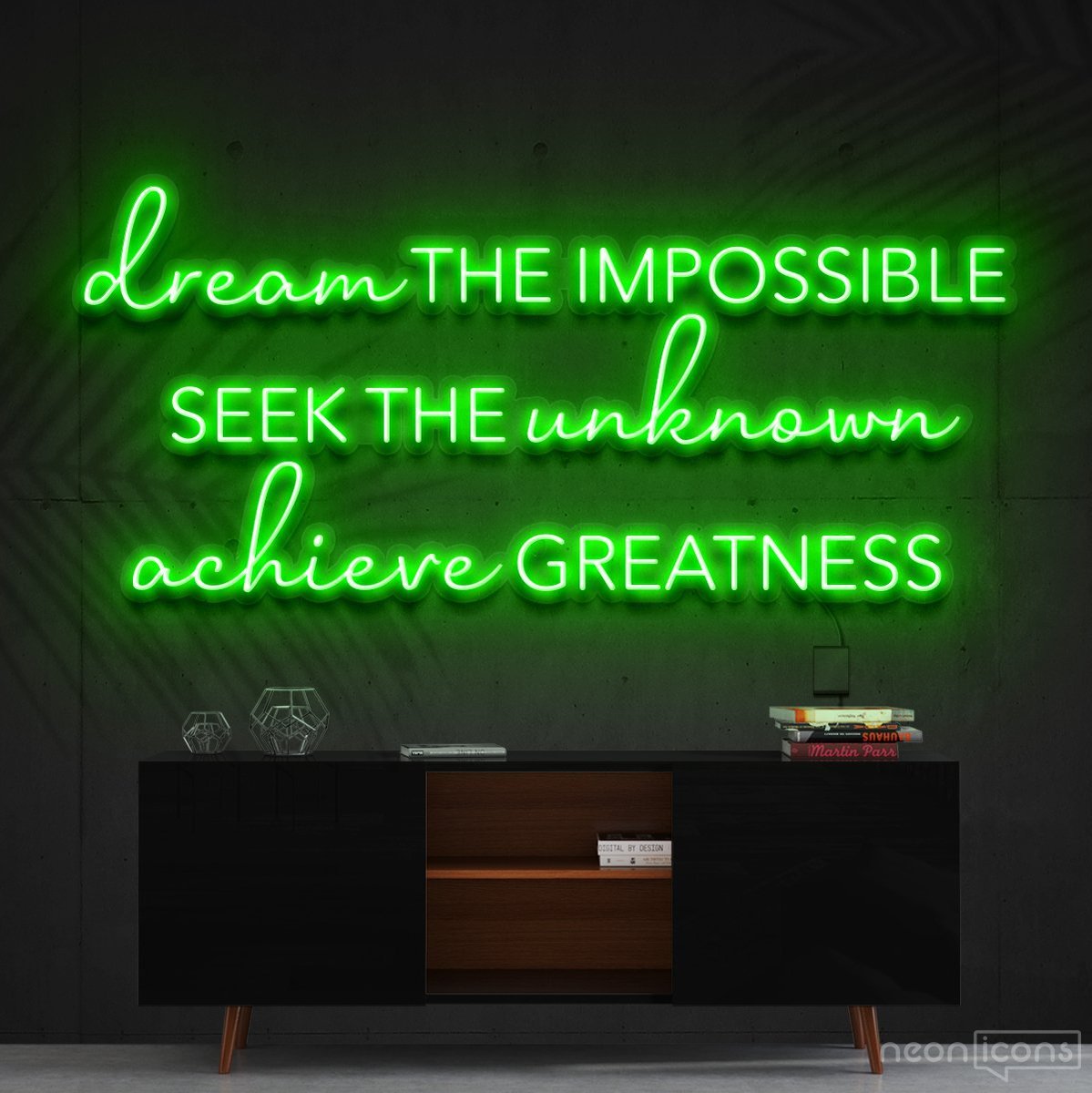 "Dream The Impossible" Neon Sign 90cm (3ft) / Green / Cut to Shape by Neon Icons