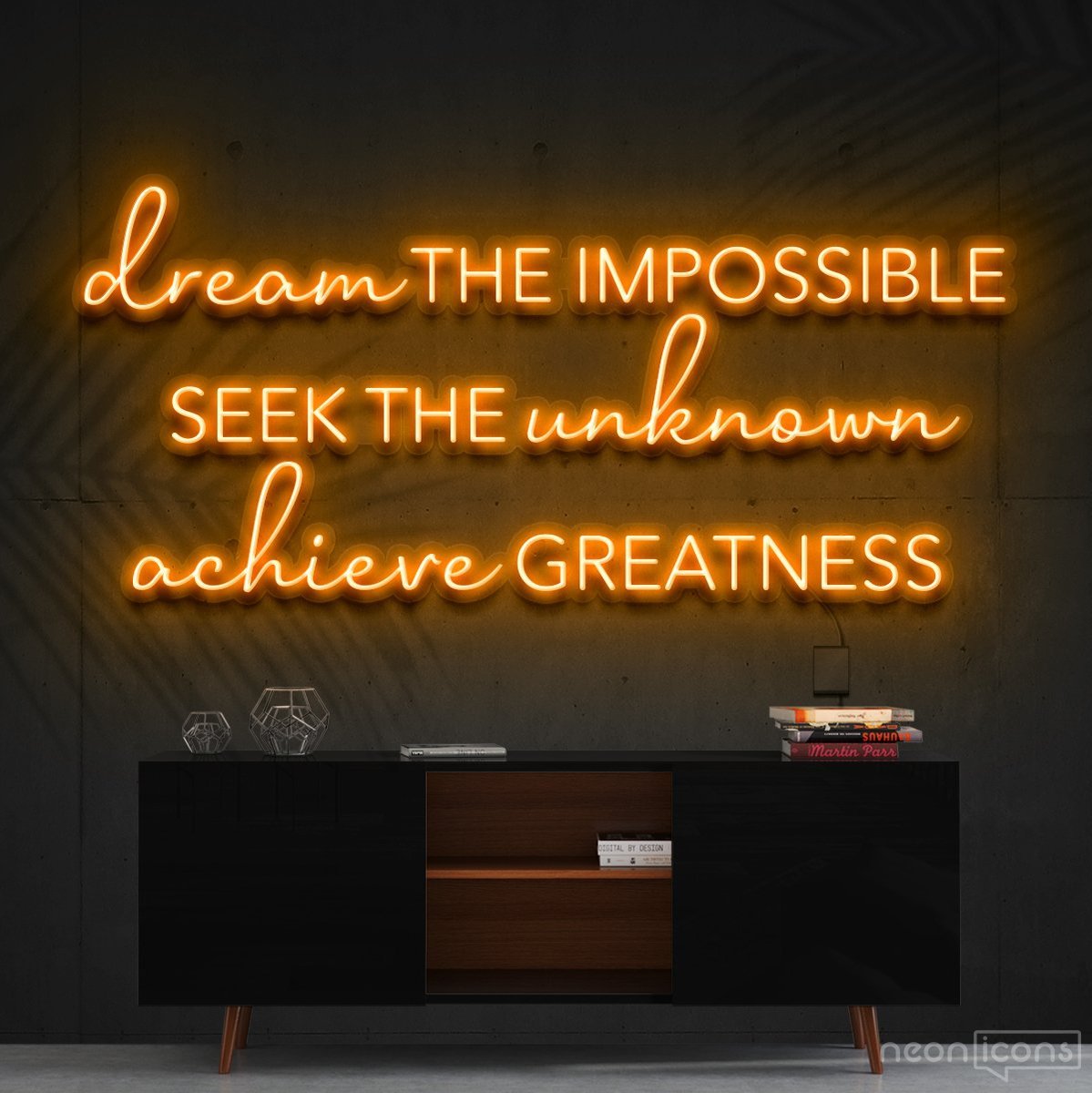 "Dream The Impossible" Neon Sign 90cm (3ft) / Orange / Cut to Shape by Neon Icons
