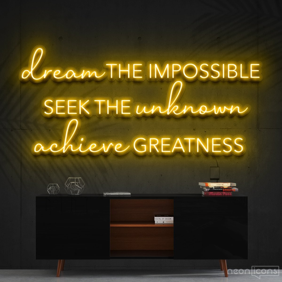 "Dream The Impossible" Neon Sign 90cm (3ft) / Yellow / Cut to Shape by Neon Icons