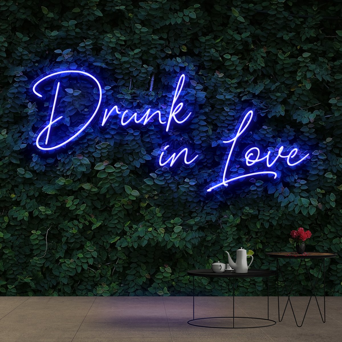 "Drunk In Love" Neon Sign 60cm (2ft) / Blue / Cut to Shape by Neon Icons