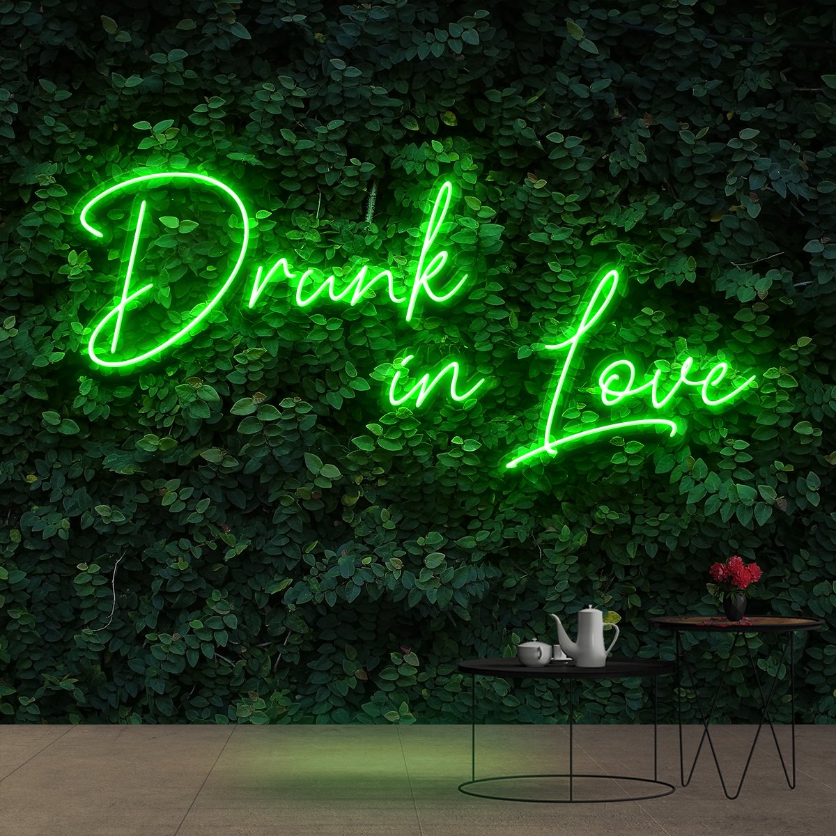 "Drunk In Love" Neon Sign 60cm (2ft) / Green / Cut to Shape by Neon Icons