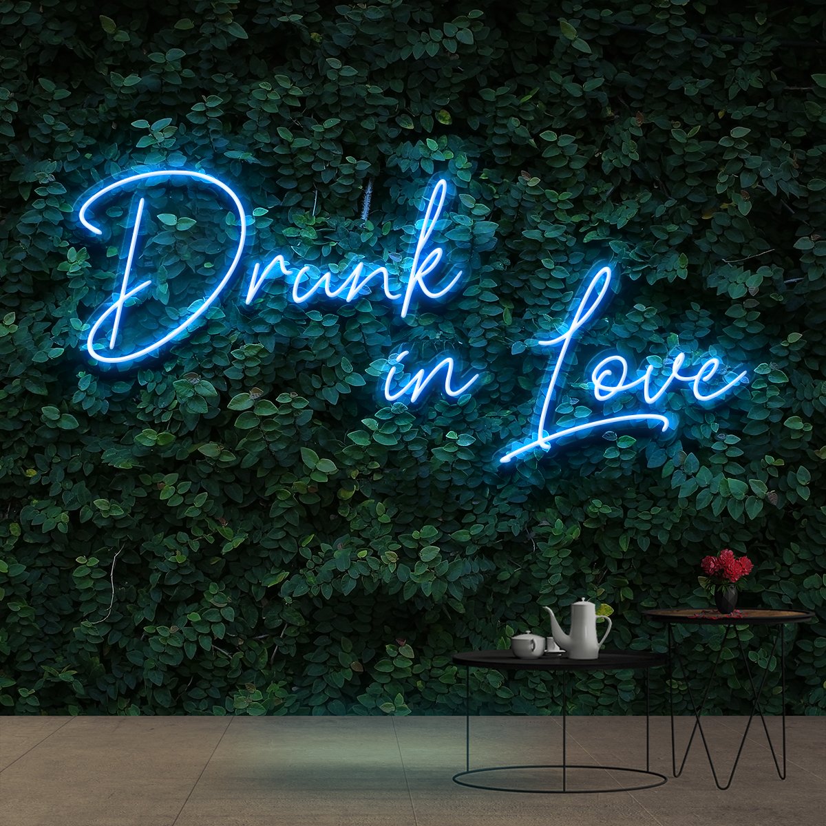 "Drunk In Love" Neon Sign 60cm (2ft) / Ice Blue / Cut to Shape by Neon Icons