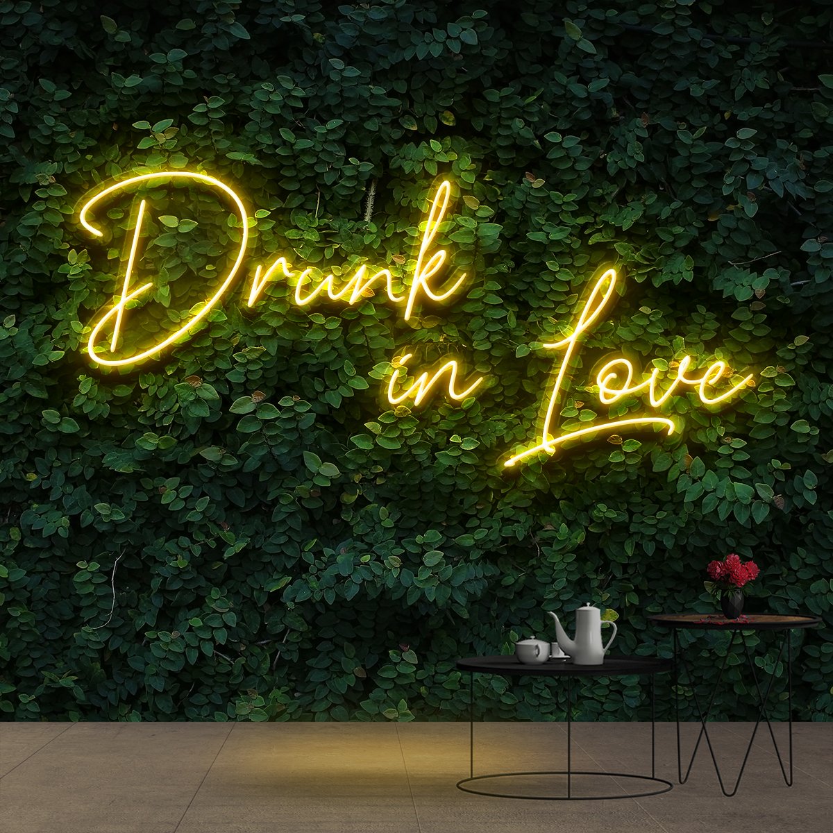 "Drunk In Love" Neon Sign 60cm (2ft) / Yellow / Cut to Shape by Neon Icons