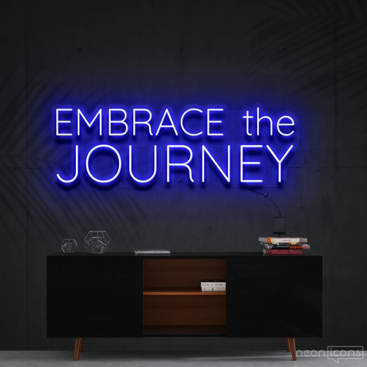 "Embrace The Journey" Neon Sign 60cm (2ft) / Blue / Cut to Shape by Neon Icons