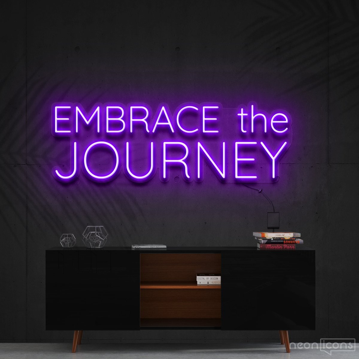 "Embrace The Journey" Neon Sign 60cm (2ft) / Purple / Cut to Shape by Neon Icons