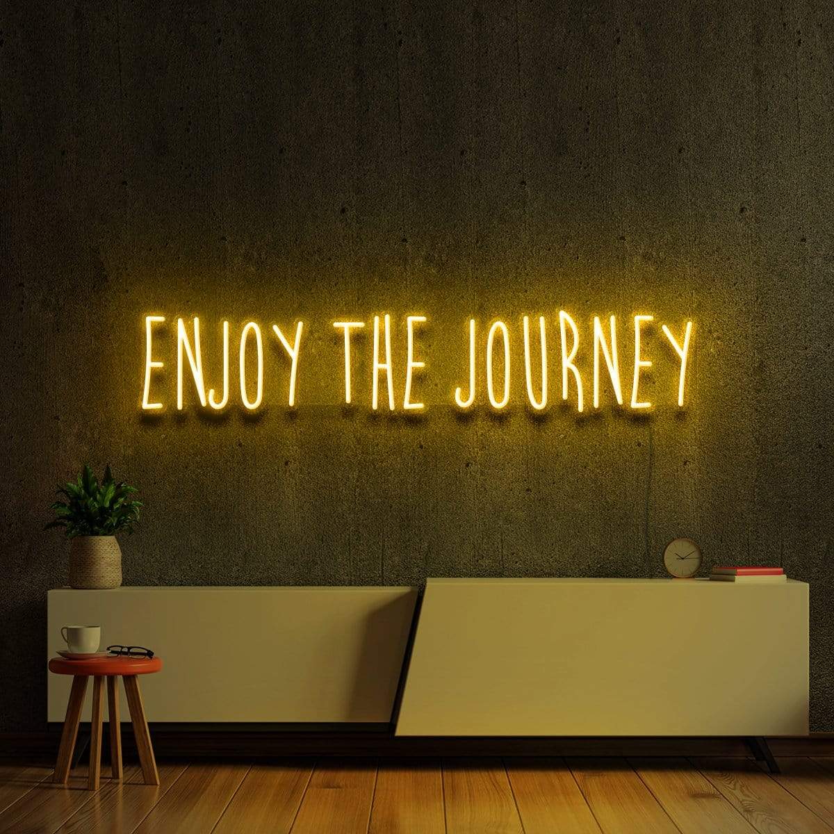 "Enjoy The Journey" Neon Sign 90cm (3ft) / Yellow / LED Neon by Neon Icons