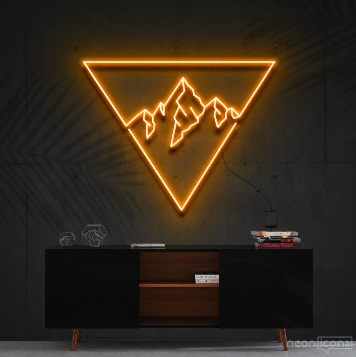 "Everest Triangle" Neon Sign 60cm (2ft) / Orange / Cut to Shape by Neon Icons