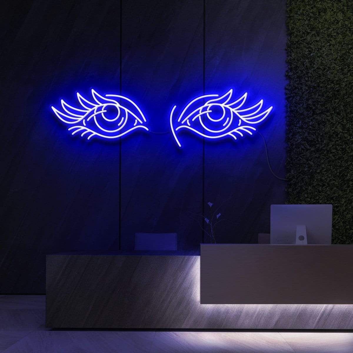 "Eyes & Lashes" Neon Sign for Beauty & Cosmetic Studios 90cm (3ft) / Blue / LED Neon by Neon Icons