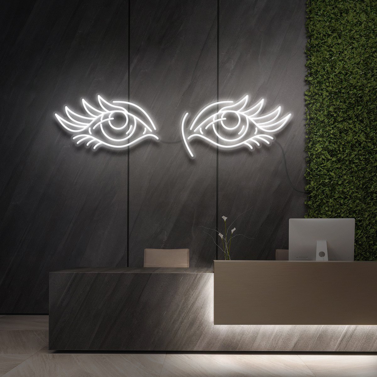 "Eyes & Lashes" Neon Sign for Beauty & Cosmetic Studios by Neon Icons
