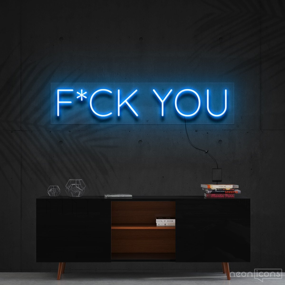 "F*ck You" Neon Sign 60cm (2ft) / Ice Blue / Cut to Shape by Neon Icons