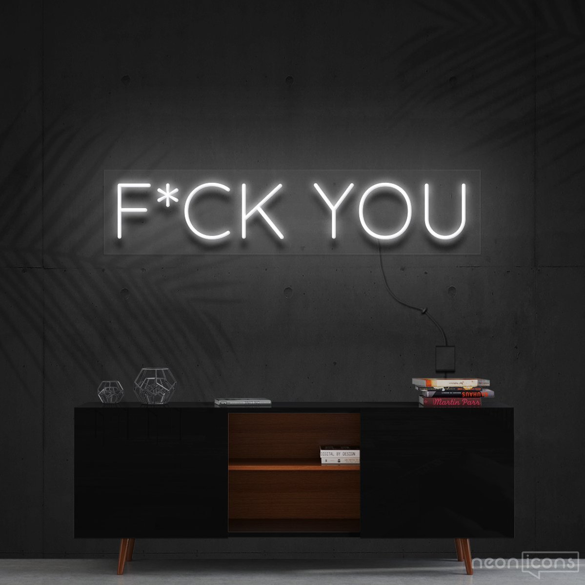"F*ck You" Neon Sign 60cm (2ft) / White / Cut to Shape by Neon Icons