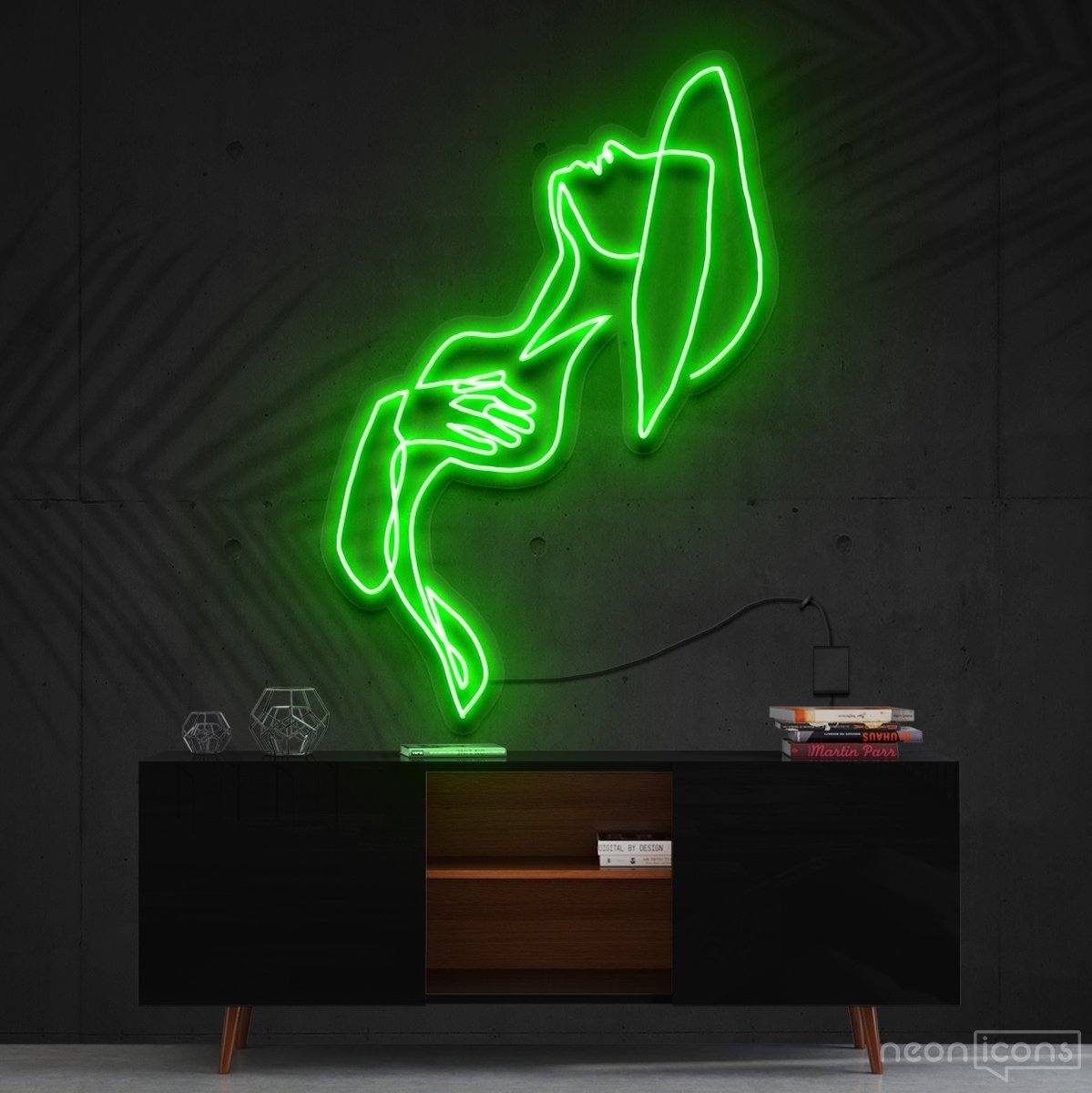 "Feeling Thyself" Neon Sign 90cm (3ft) / Green / Cut to Shape by Neon Icons