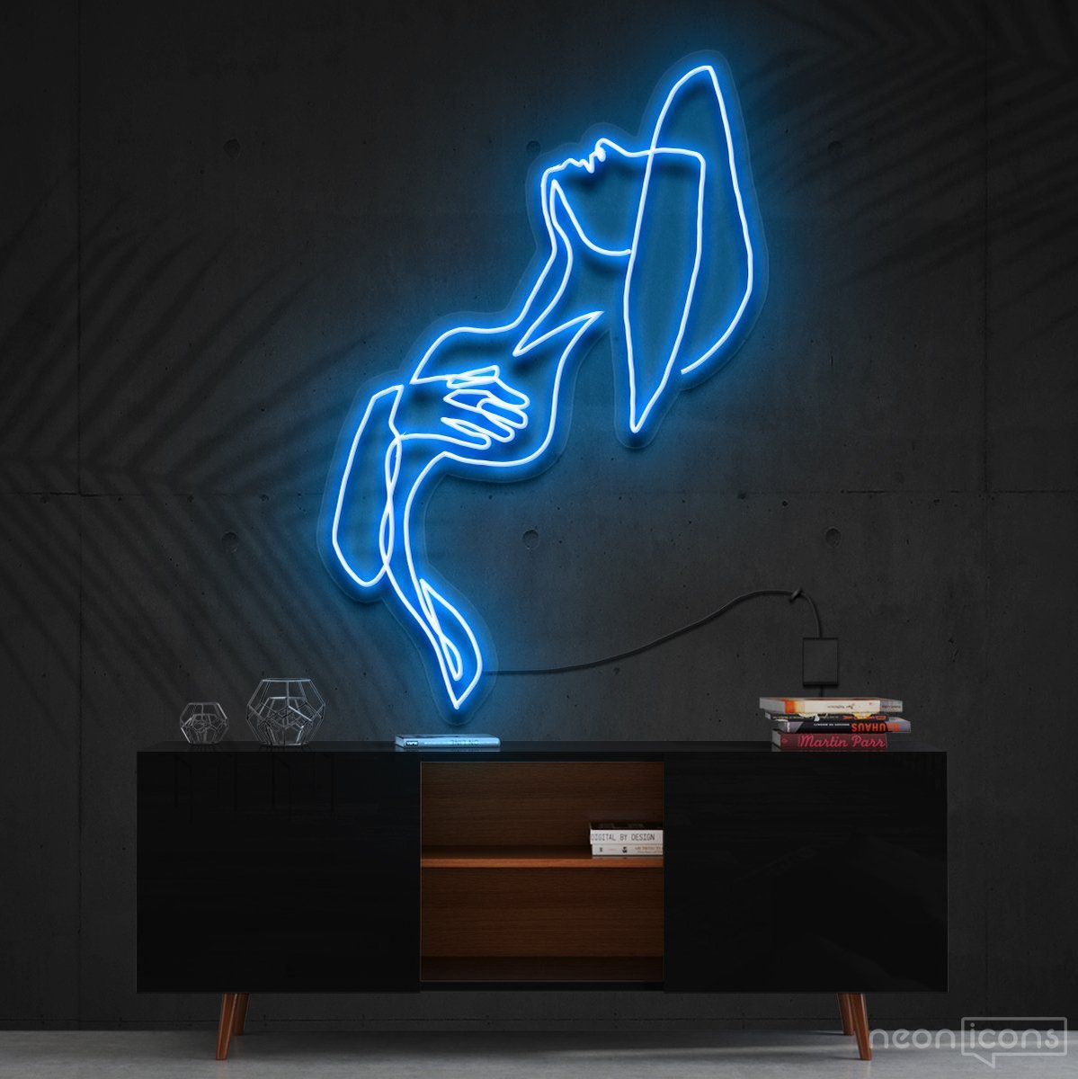 "Feeling Thyself" Neon Sign 90cm (3ft) / Ice Blue / Cut to Shape by Neon Icons