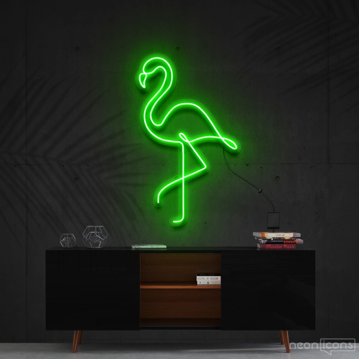 "Flamingo" Neon Sign 60cm (2ft) / Green / Cut to Shape by Neon Icons