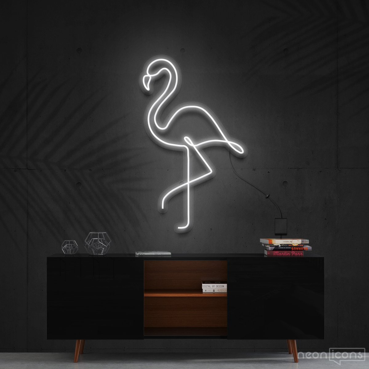 "Flamingo" Neon Sign 60cm (2ft) / White / Cut to Shape by Neon Icons