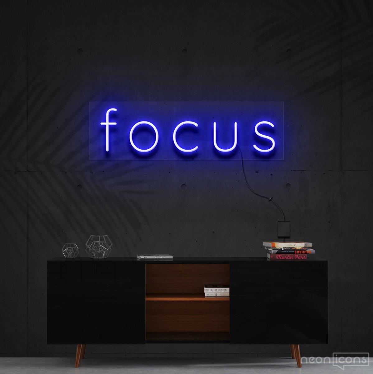 "Focus" Neon Sign 60cm (2ft) / Blue / Cut to Shape by Neon Icons