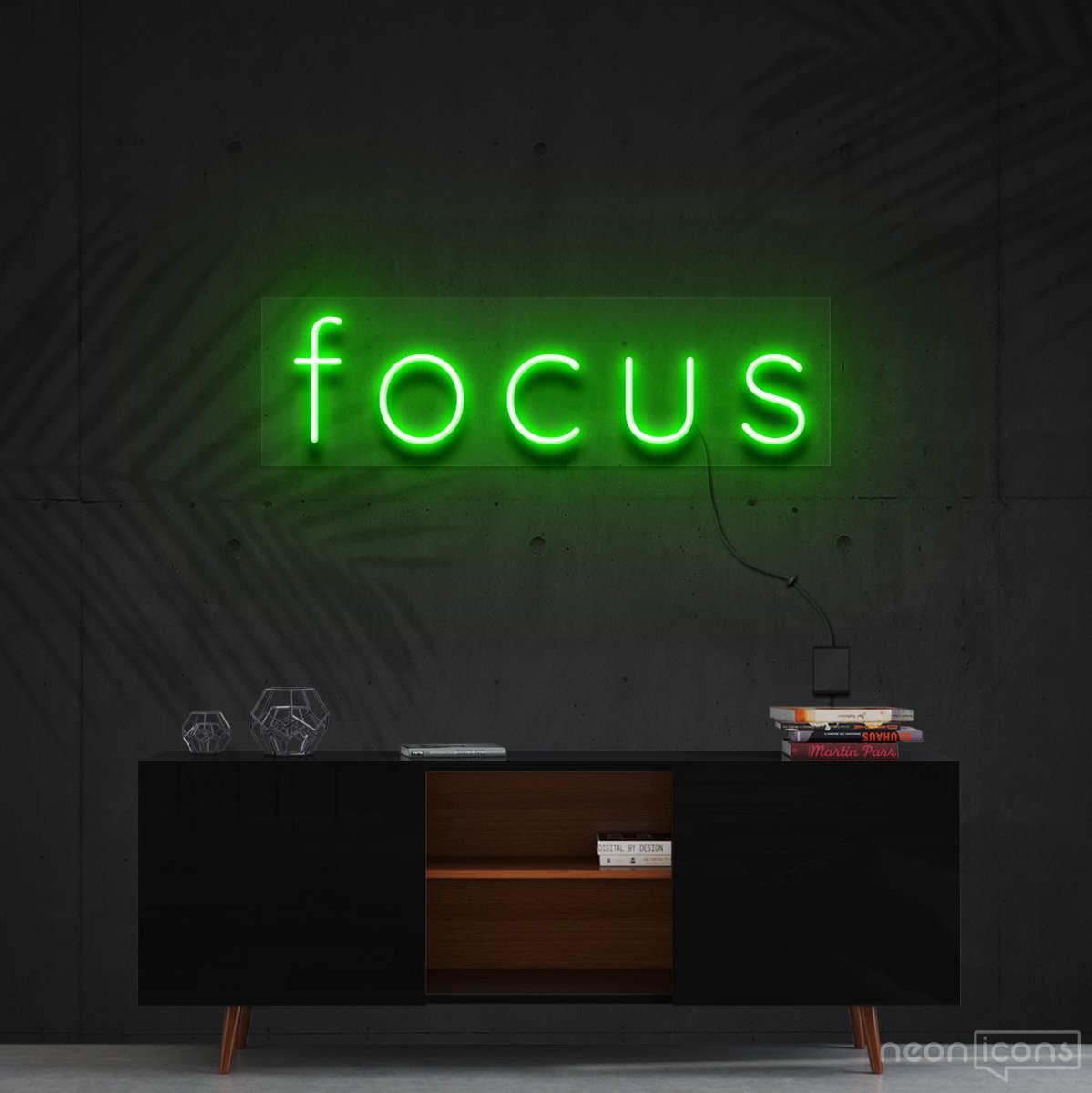 "Focus" Neon Sign 60cm (2ft) / Green / Cut to Shape by Neon Icons