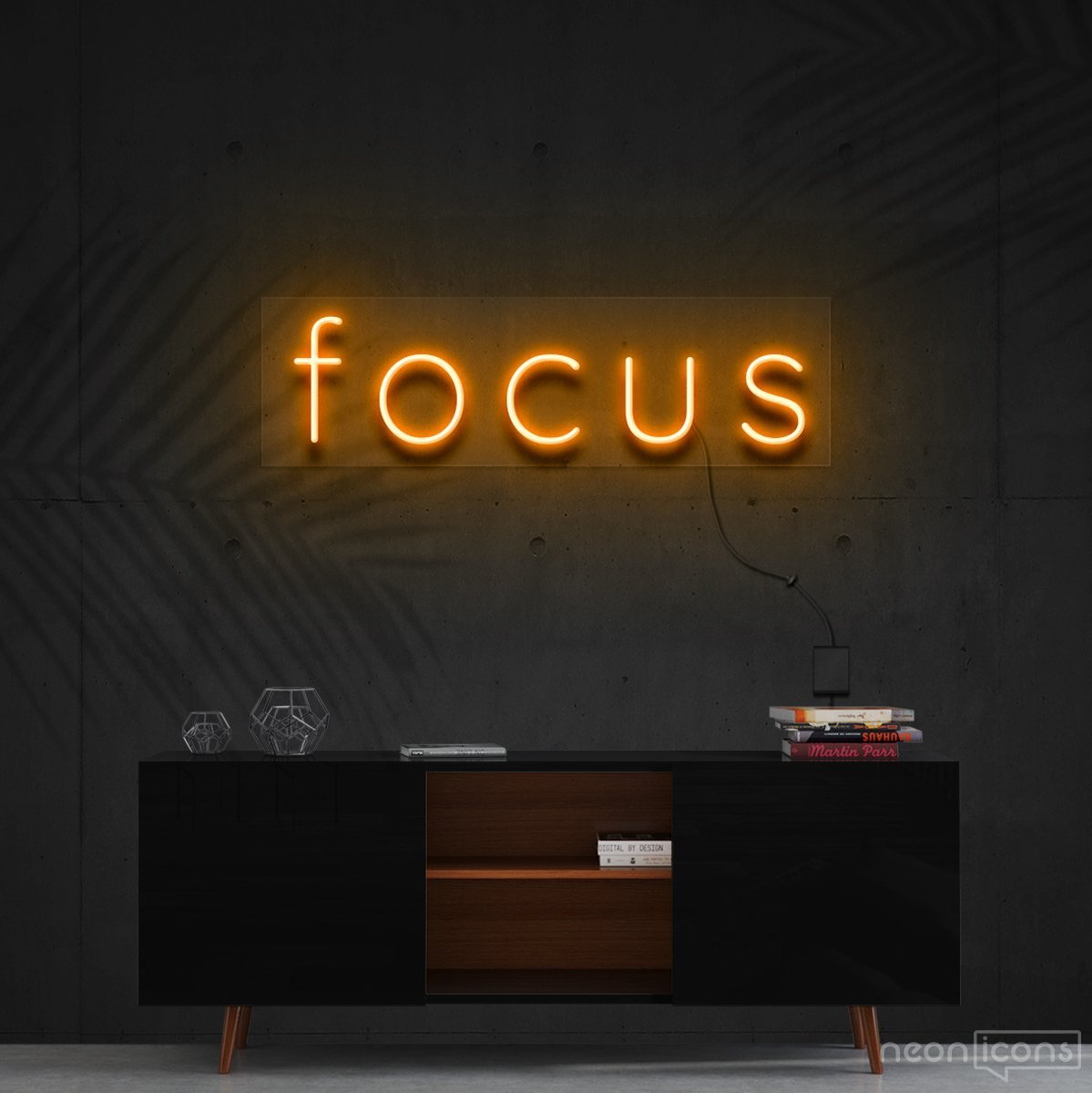 "Focus" Neon Sign 60cm (2ft) / Orange / Cut to Shape by Neon Icons