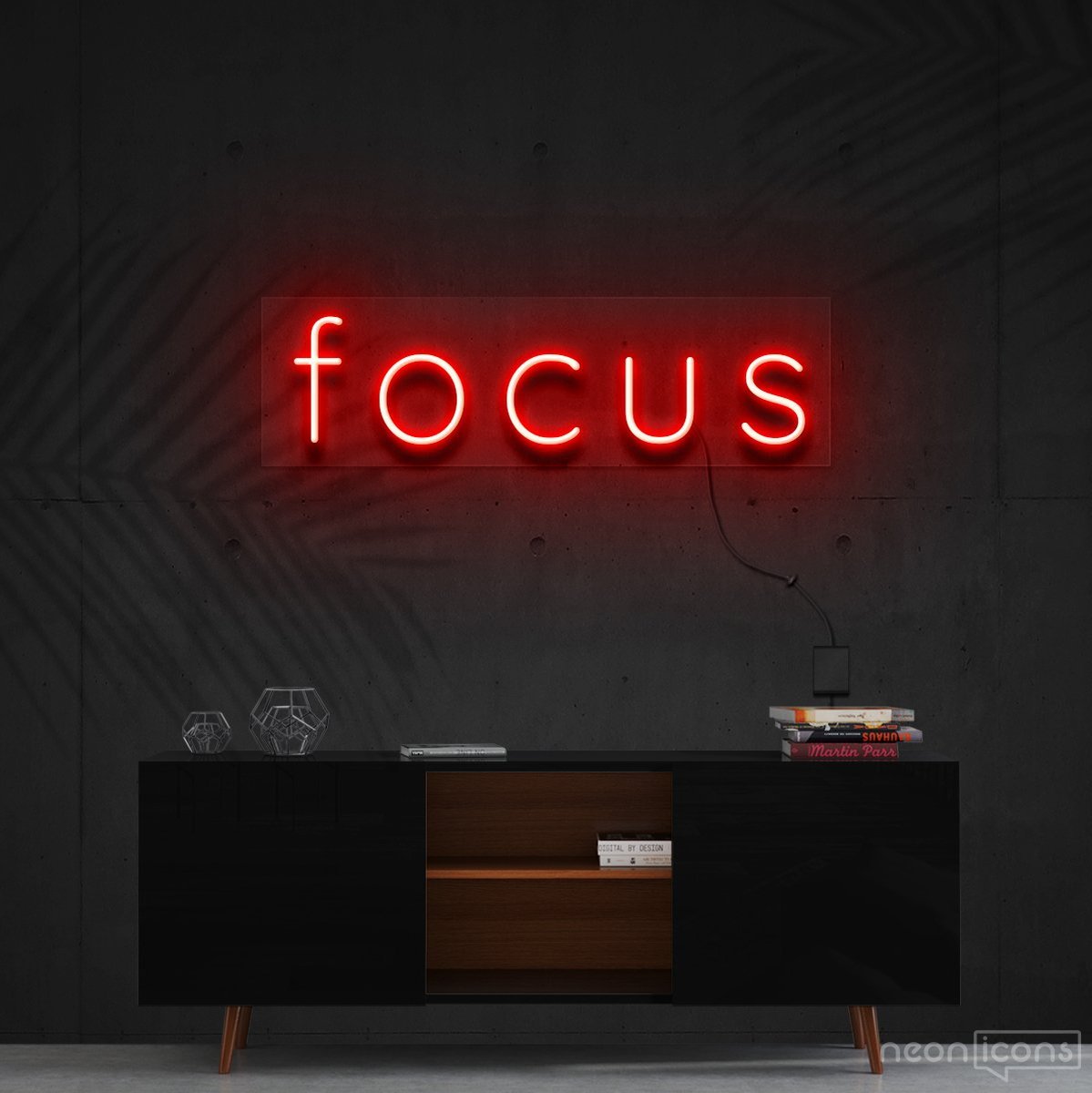 "Focus" Neon Sign 60cm (2ft) / Red / Cut to Shape by Neon Icons