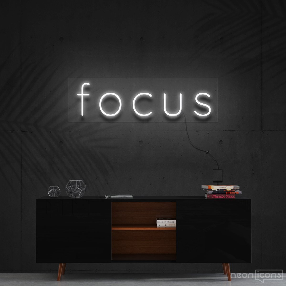 "Focus" Neon Sign 60cm (2ft) / White / Cut to Shape by Neon Icons