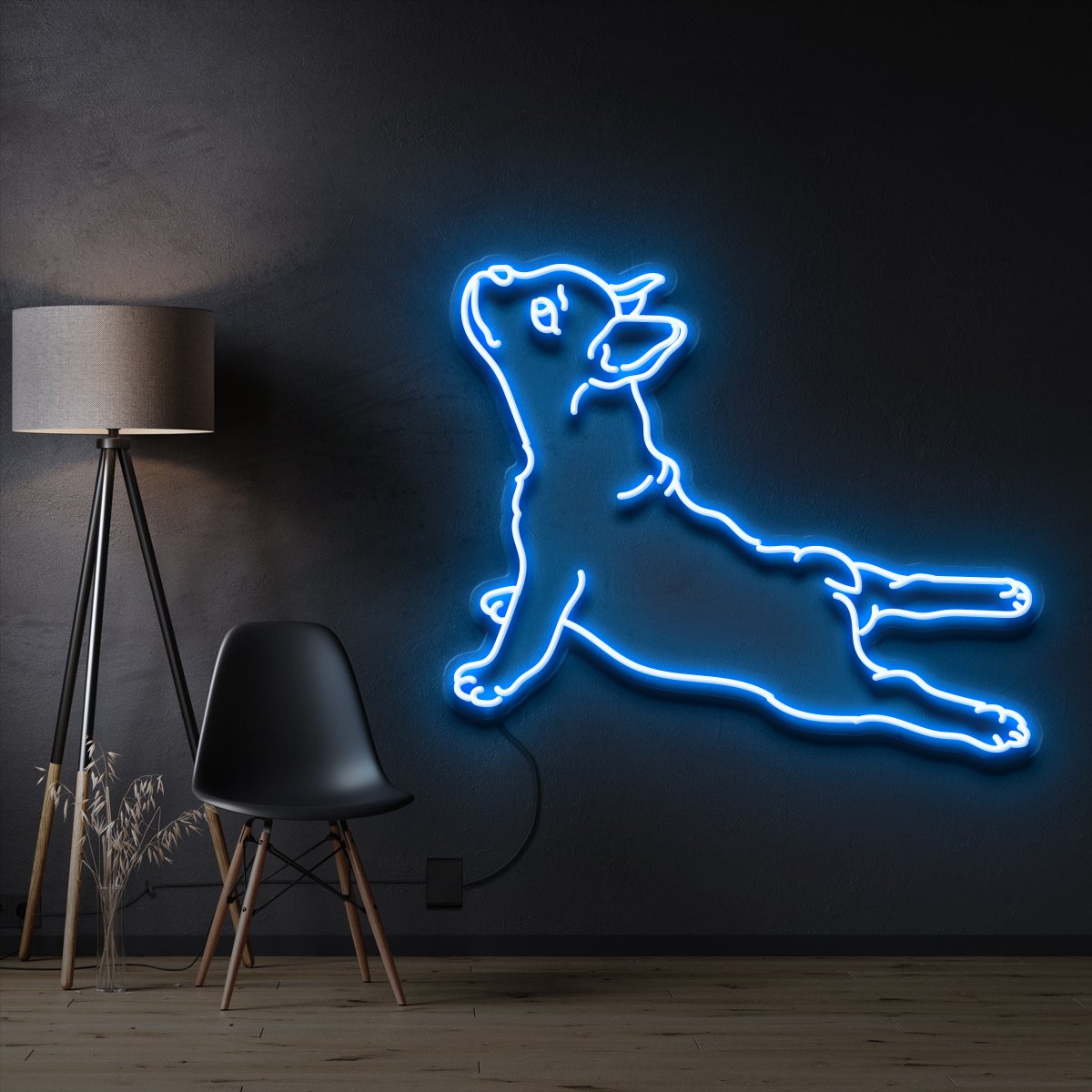 "French Bulldog" Pet Neon Sign 60cm / Ice Blue / Cut to Shape by Neon Icons