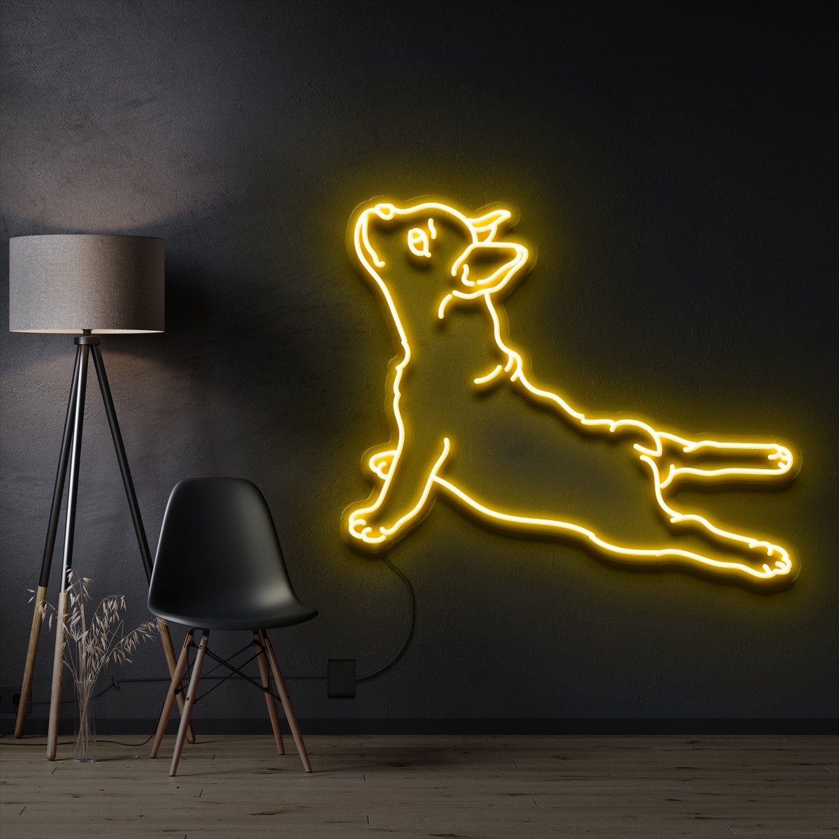 "French Bulldog" Pet Neon Sign 60cm / Yellow / Cut to Shape by Neon Icons